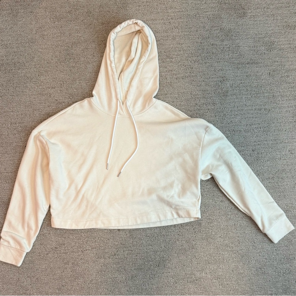 H&M Cream Cropped Hoodie